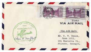 First Air Mail Flight from Winston Salem, North Carolina 1935, Scott 742, 758