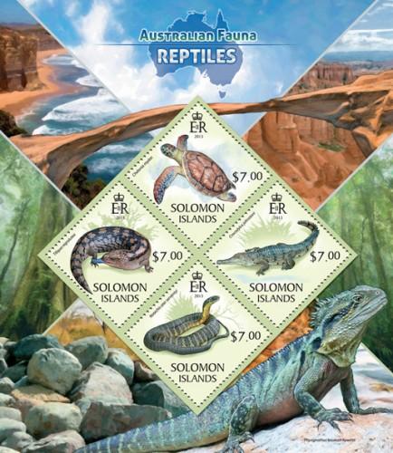 SOLOMON ISLANDS 2013 SHEET REPTILES CROCODILES LIZARDS TURTLES SNAKES slm13412a