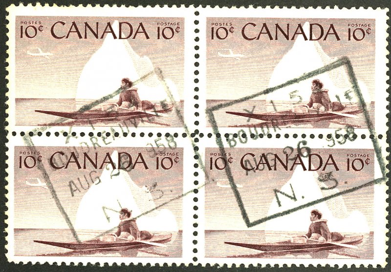 CANADA #351 USED BLOCK OF 4