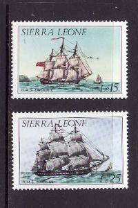 Sierra Leone-Sc#739-40-unused NH set-Sailing Ships-1985-