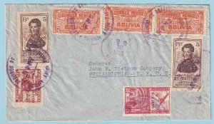 BOLIVIA 1938 COVER MAILED TO JOHN B. STETSON COMPANY PHILADELPHIA PENN. - D205