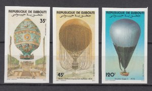 DJIBOUTI SC# C172-C174 MANNED FLIGHT BICENTENARY - MNH - IMPERF