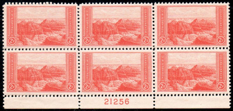 US #741 PLATE BLOCK, VF mint never hinged,  well centered, Nicely Centered!    