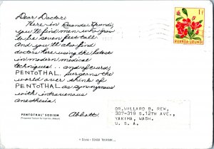 Ruanda Urundi 1F Hibiscus 1960 Bujumbura, Ruanda Burundi Postcard to Yakima, ...