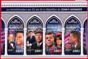 A1740 - DJIBOUTI, ERROR: IMPERF, MINIATURE SHEET -2018 Kennedy, Sinatra, US Flag 