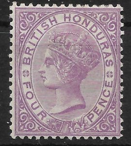 BRITISH HONDURAS SG20 1882 4d MAUVE MTD MINT