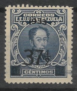 VENEZUELA 1933 BOLIVAR SURCHARGED OVERPRINT 37 1/2 SCOTT 310 MICHEL 179 MINT LH