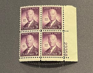 937, 1945 3c Alfred E. Smith, PB, LR, Mint, OGNH, CV $2.25