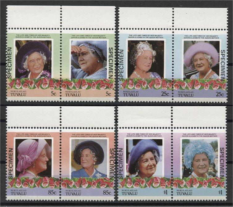 TUVALU, NANUMAGA, QUEEN MOTHER SPECIMENOVERPRINTS	