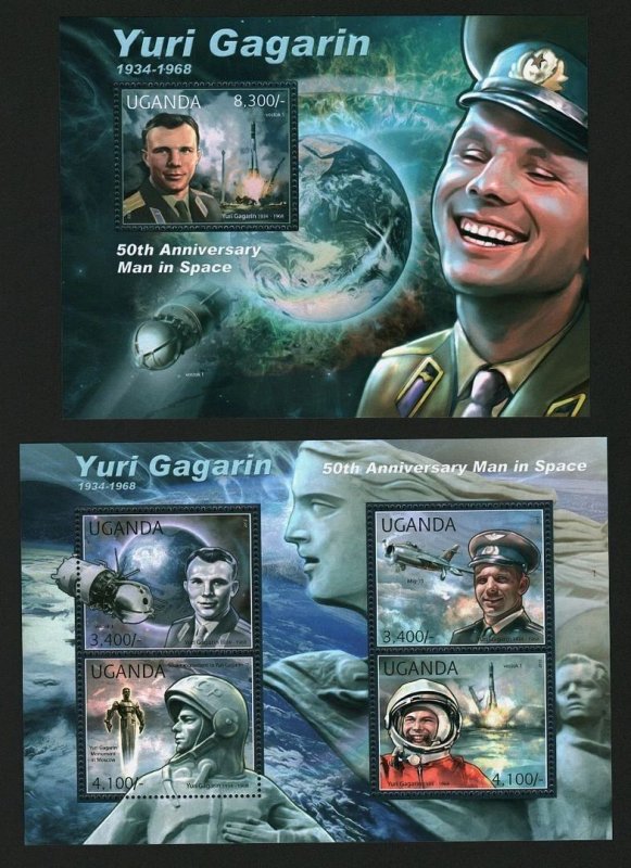 2012 Uganda 2844-2847KL+2848/B384 50 years of space flight Gagarin 21,00 €