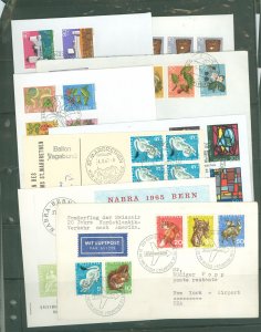 Switzerland B344/589/CB1 1965-93 Semi-postal FDC's Nice group of FDC's(10) of the period Semi-postals. Cean covers....