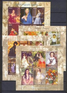 Mozambique 2004 DEGAS RENOIR TISSOT INGRES Paintings Sheet Perforated Mint (NH)