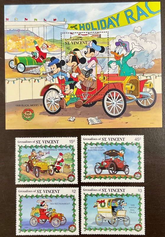St Vincent Grenadines Disney Christmas 1989 Souvenir Sheet plus 4 singles 1989