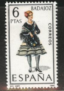 SPAIN Scott 1397 MNH** Badajoz regional costume 1967