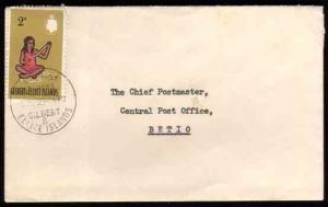 GILBERT & ELLICE 1965 2d rate local cover Bairiki to Betio.............33344