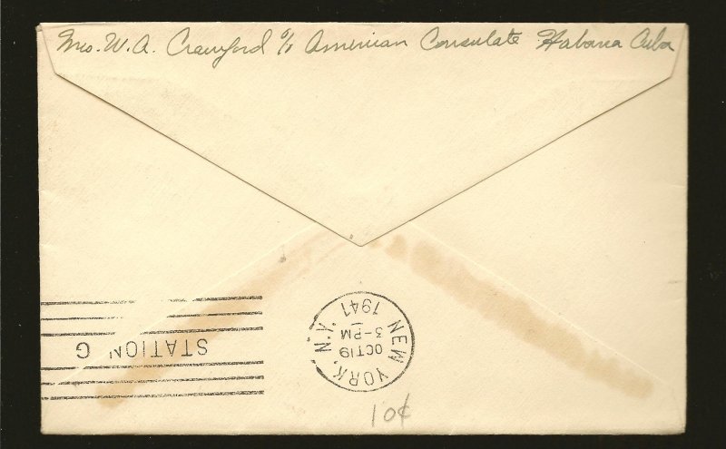 Cuba C5 on Postmarked 1941 Airmail Cover Used