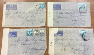 PALESTINE 1941-5  4 CENSORED AIRMAIL covers Jerusalem to Brooklyn