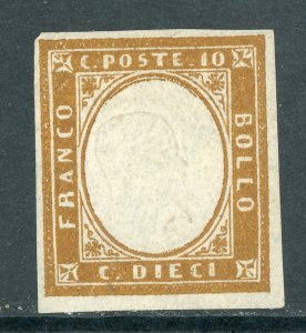 Italy 1863 Sardinia 10¢ Ocher Scott #11 Unused O897 ⭐⭐⭐⭐⭐ 