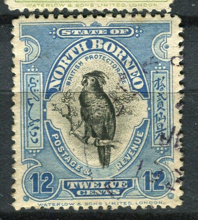 NORTH BORNEO; 1909 early Pictorial issue fine used 12c. value + Postal cancel