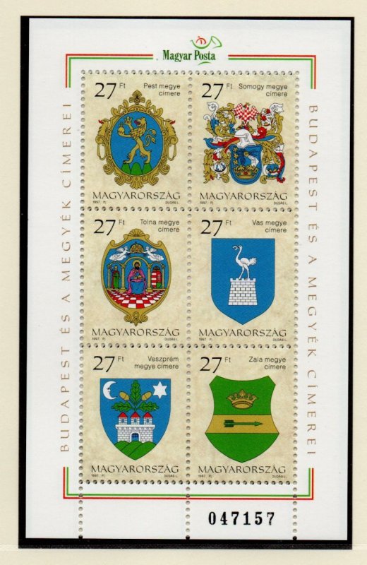 Hungary Sc 3564 1997  Coats of Arms stamp sheet mint NH