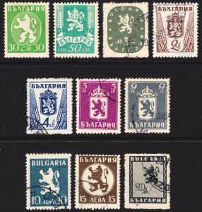 Bulgaria Scott 469-78, 480 F to VF mint OG H & used.  FREE...