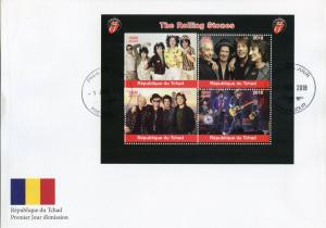 Rolling Stones Stamps Chad 2018 FDC Mick Jagger Keith Richards 4v M/S