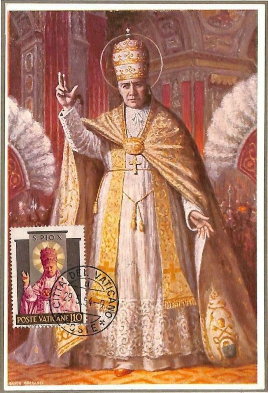 90078 -  VATICAN - Postal History -  MAXIMUM CARD -  POPE PIO X Religion 1954