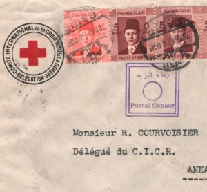EGYPT WW2 Cover Cairo Censor RED CROSS *CICR* Stationery CENSOR 1942 Turkey KA66