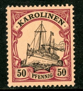 Caroline Islands 1901 Germany 50 pfg Yacht Ship Unwatermark Scott #14 MNH E529