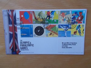 2010 Olympic & Paralympic Games Set on Royal Mail Fdc with Rowington Warwick SHS