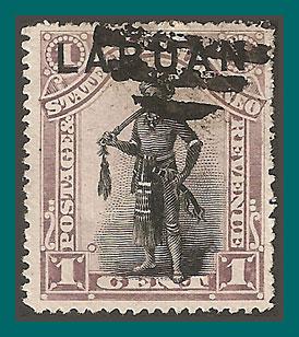 Labuan 1894 Dyak Chief, p15, cancelled  49,SG62