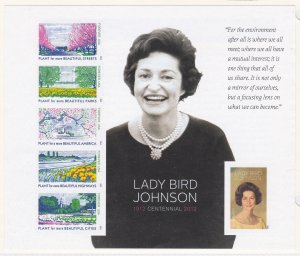 US 4716g, Imperf MNH Souviner Sheet of 6 - Ladybird Johnson