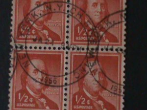 ​UNITED STATES-1955 SC#1030 FRANKLIN BLOCK VF-FANCY CANCEL-70 YEARS OLD