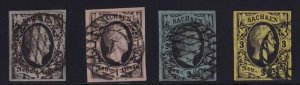 Germany (Saxony) Mi. 3-6 (1851) 1/2ngr-3ngr Frederick Augustus II Set VF Used