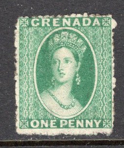 Grenada 1864 QV 1p Green Watermark Small Star Mint OG #3 CV$120