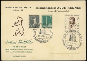 Germany Berlin Grand Prix Automobile Championship 1958 Industral Exhibition Card