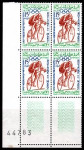 Morocco 1960 Sc#47 BICYCLIST ROME OLYMPICS Block of 4 MNH