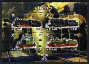 MALAWI - 2012 - Steam Locomotives #2 - Perf 4v Sheet - MNH - Private Issue