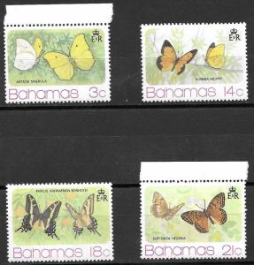 Bahamas Butterfly issues of 1975, Scott 370 - 373 MNH