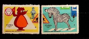 CUBA Sc 1568-9 NH ISSUE OF 1970 - ROAD SAFEY - ANIMALS