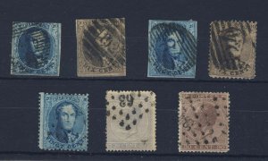 7x Belgium stamps; 3x Imperforate, 4x Perforate, Fine to Very Fine, Used.