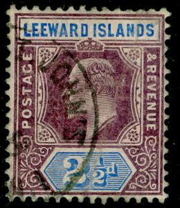 LEEWARD ISLANDS SG32, 2½d dull purple & ultramarine, FU. Cat £50. WMK MULT CA.