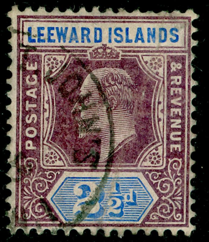 LEEWARD ISLANDS SG32, 2½d dull purple & ultramarine, FU. Cat £50. WMK MULT CA.