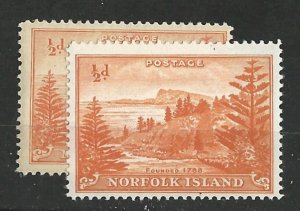 Norfolk Is. #  1 Ball Bay - 1/2d. WHITE PAPER reprint   (1) Mint NH