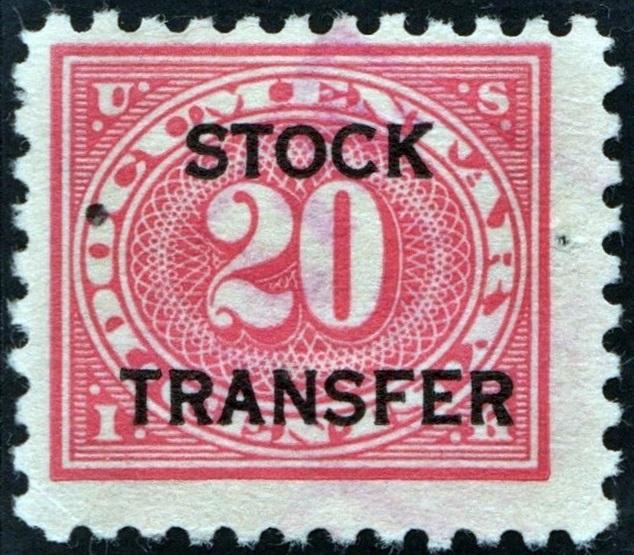 RD28 20¢ Stock Transfer Stamp (1928) Used*