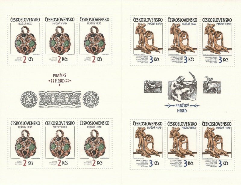 Czechoslovakia 1986 MNH Stamps Mini Sheet Scott 2610-2611 Prague Castle Art