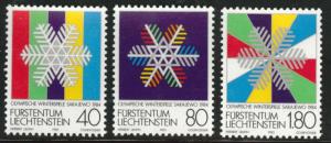 LIECHTENSTEIN Scott 772-774 MNH** 1983 snowflake set