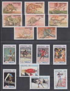 Lesotho Sc 907/924 MNH. 1992 Dinosaurs & Barcelona Olympics, 2 cplt sets VF