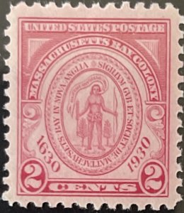 Scott #682 1930 2¢ Massachusetts Tercentenary MNH OG F/VF