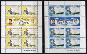 St Kitts 75-80 Royal Wedding Specimens Souvenir Sheets MNH VF